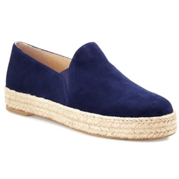 Stuart Weitzman Nugal Navy Suede Flats Women's Sz. 8 - Picture 1 of 7